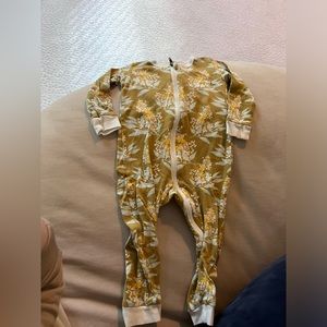 Milkbarn  Gold Floral Organic Cotton Zipper Pajama 9-12 months